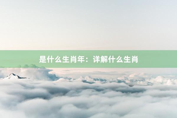 是什么生肖年：详解什么生肖